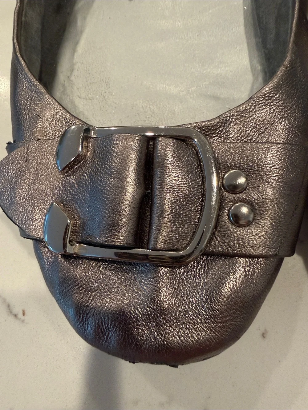Jeffrey Campbell Ibiza Last Metallic Pewter Leather Ballet Flats Size 9